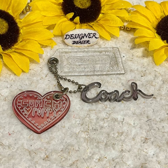 Coach Accessories - Authentic COACH Poppy Heart, Coach Emblem and Clear Glitter Fob GUC!